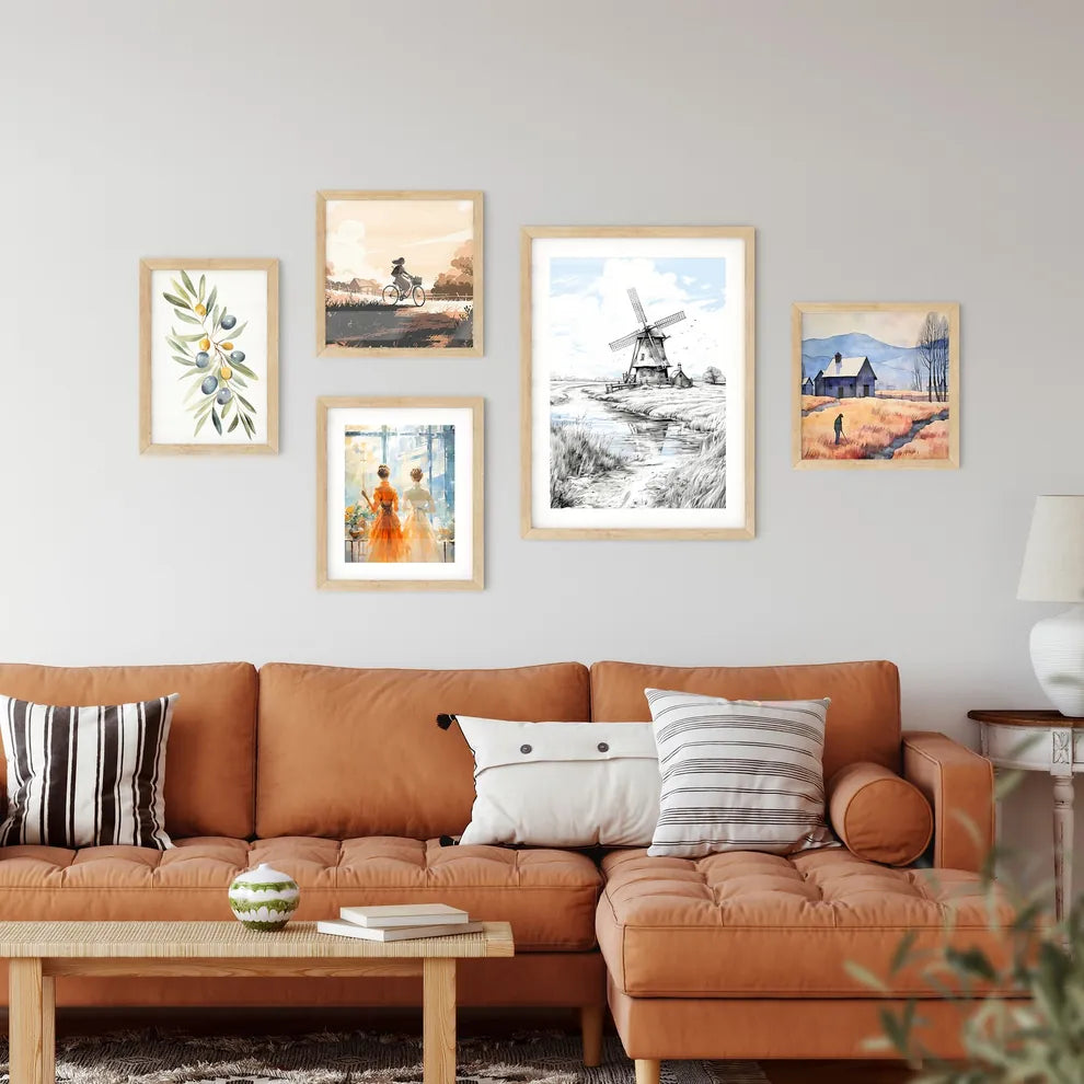 Landscape With Windmill Black And White - A Windmill In A Field Interior Design