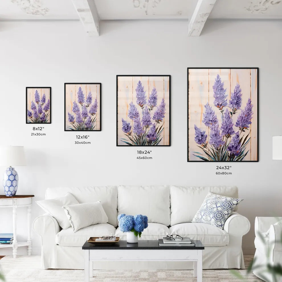 Lavender Flowers Over White Wood Background  - Kitchen Hangings