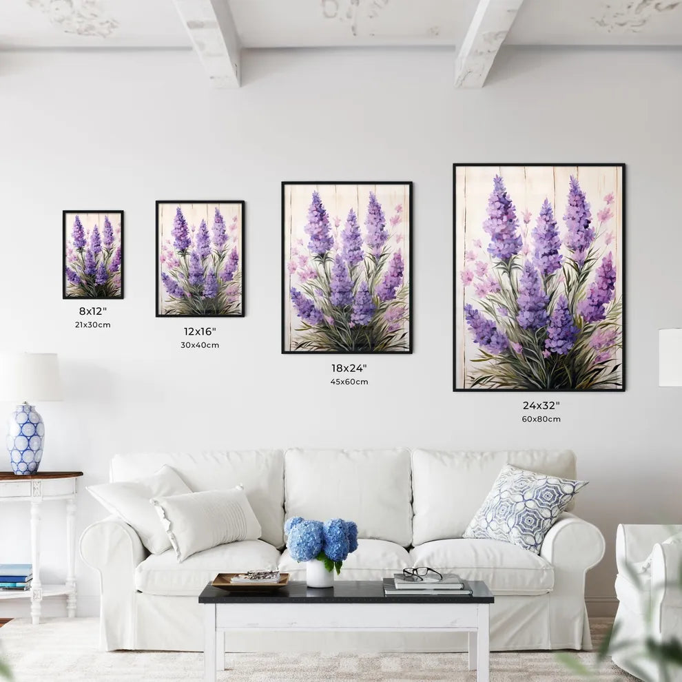 Lavender Flowers Over White Wood Background  - Kitchen Hangings