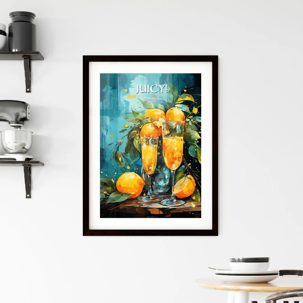 Mango Mimosa Cocktail - A Painting Of Two Gl Framed Print