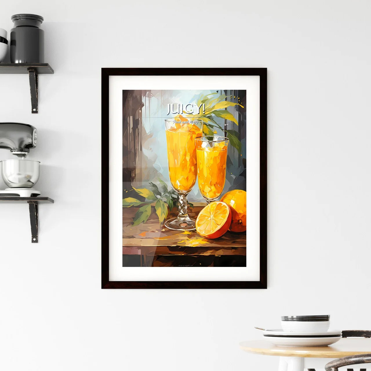 Mango Mimosa Cocktail - A Painting Of Two Gl Framed Print