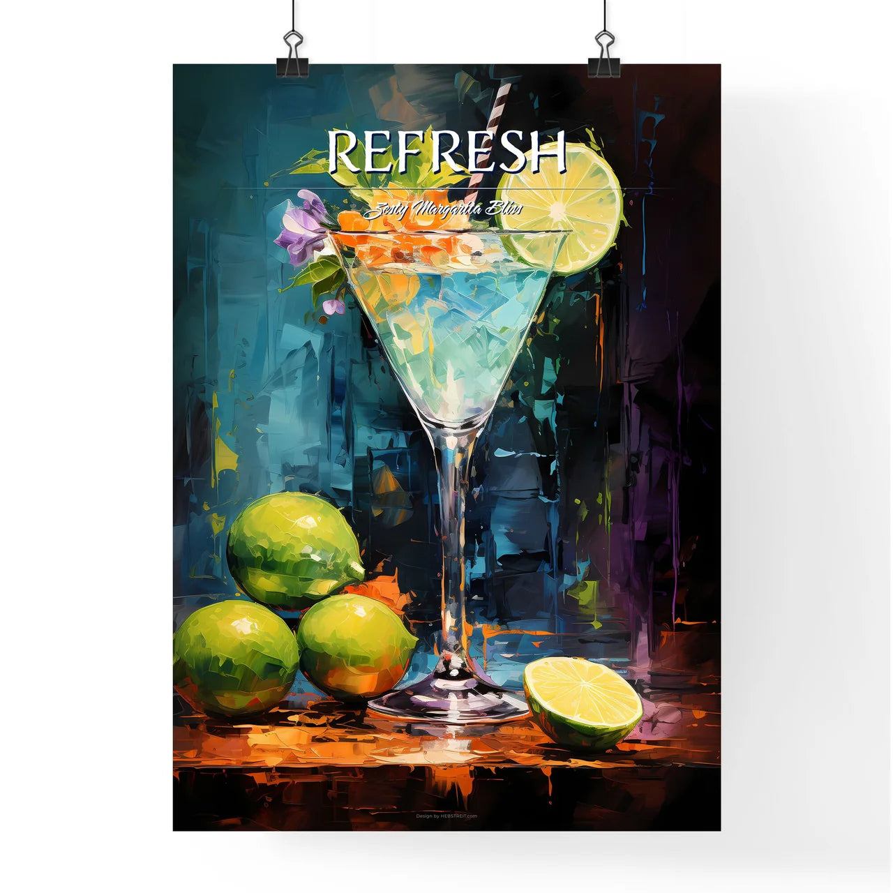 Margarita Cocktail - A Glass With A Drink An Poster