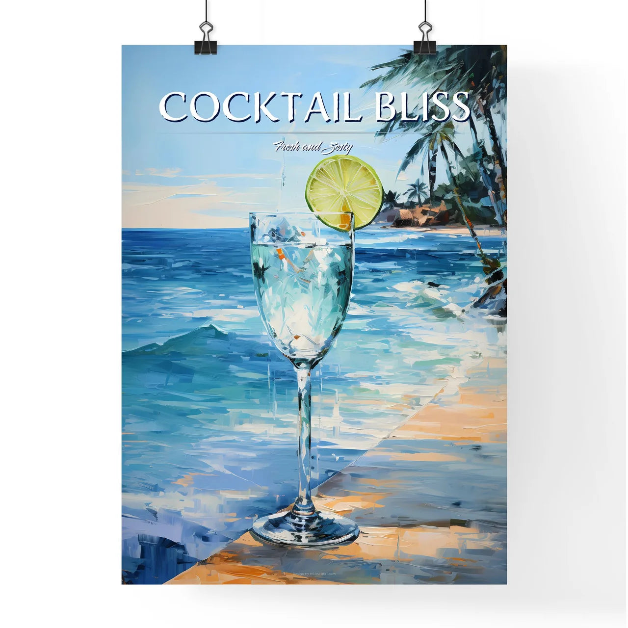 Margarita Cocktail On Beach Blue Sea - A Gla Poster