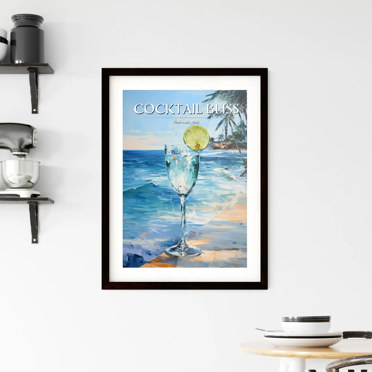 Margarita Cocktail On Beach Blue Sea - A Gla Framed Print