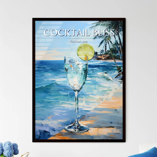 Margarita Cocktail On Beach Blue Sea - A Gla - Framed Art Print
