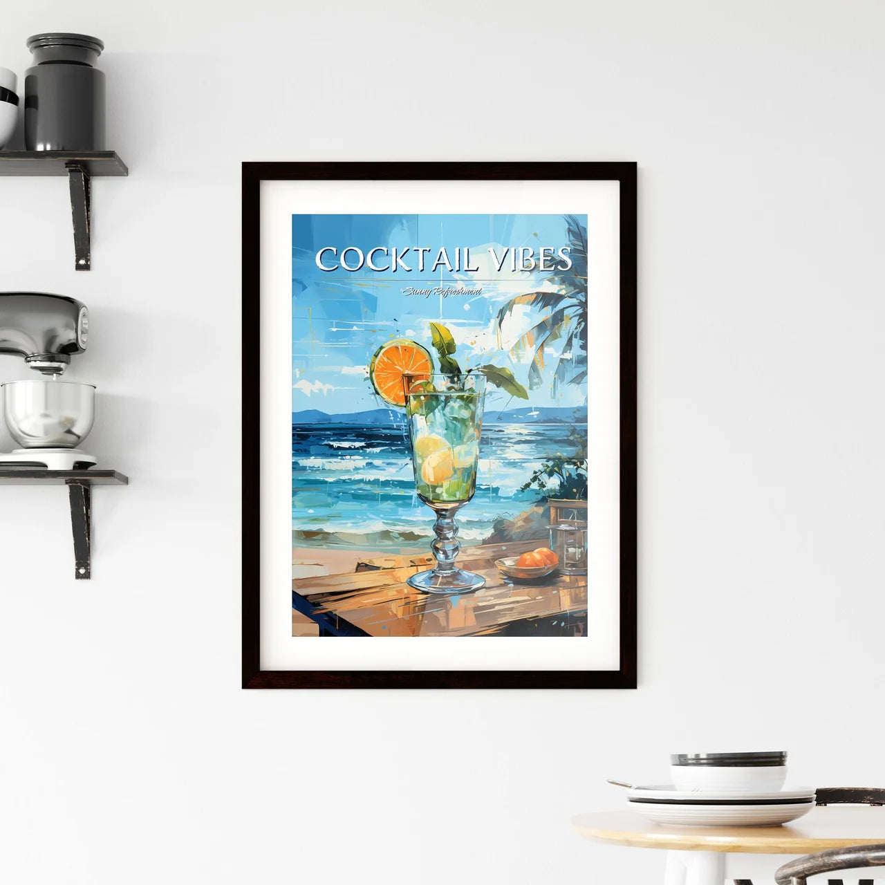 Margarita Cocktail On Beach Blue Sea - A Gla Framed Print