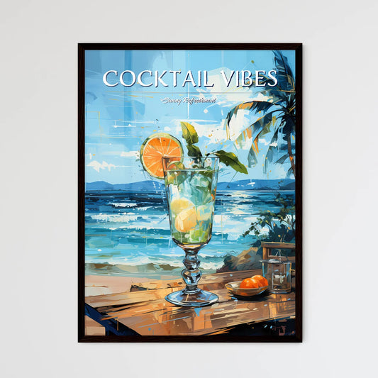 Margarita Cocktail On Beach Blue Sea - A Gla - Framed Art Print