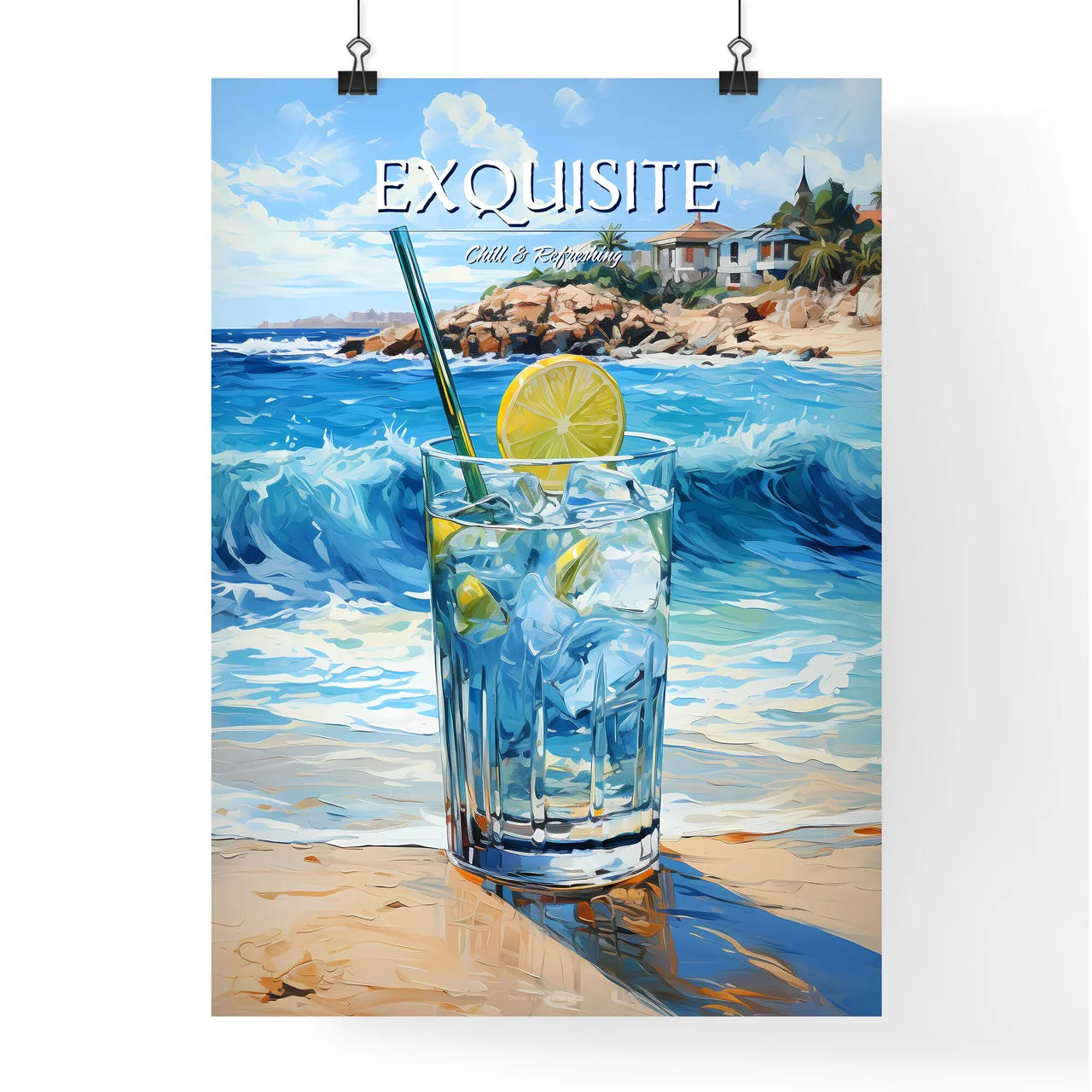 Margarita Cocktail On Beach Blue Sea - A Gla Poster