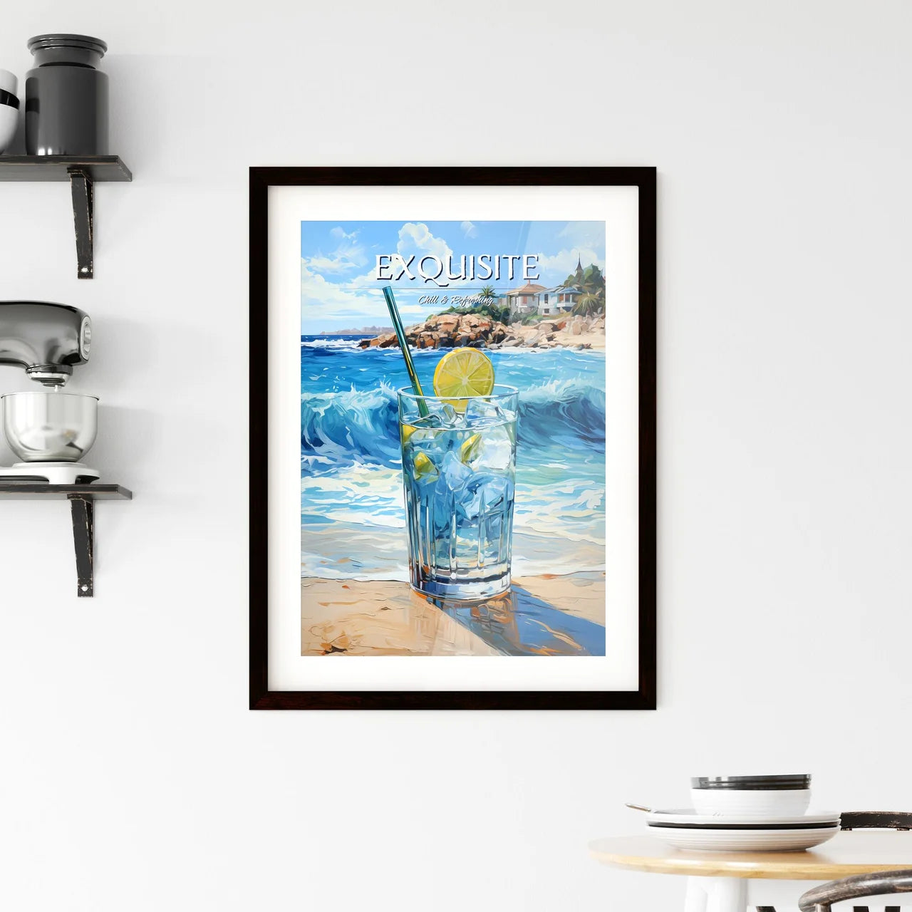 Margarita Cocktail On Beach Blue Sea - A Gla Framed Print