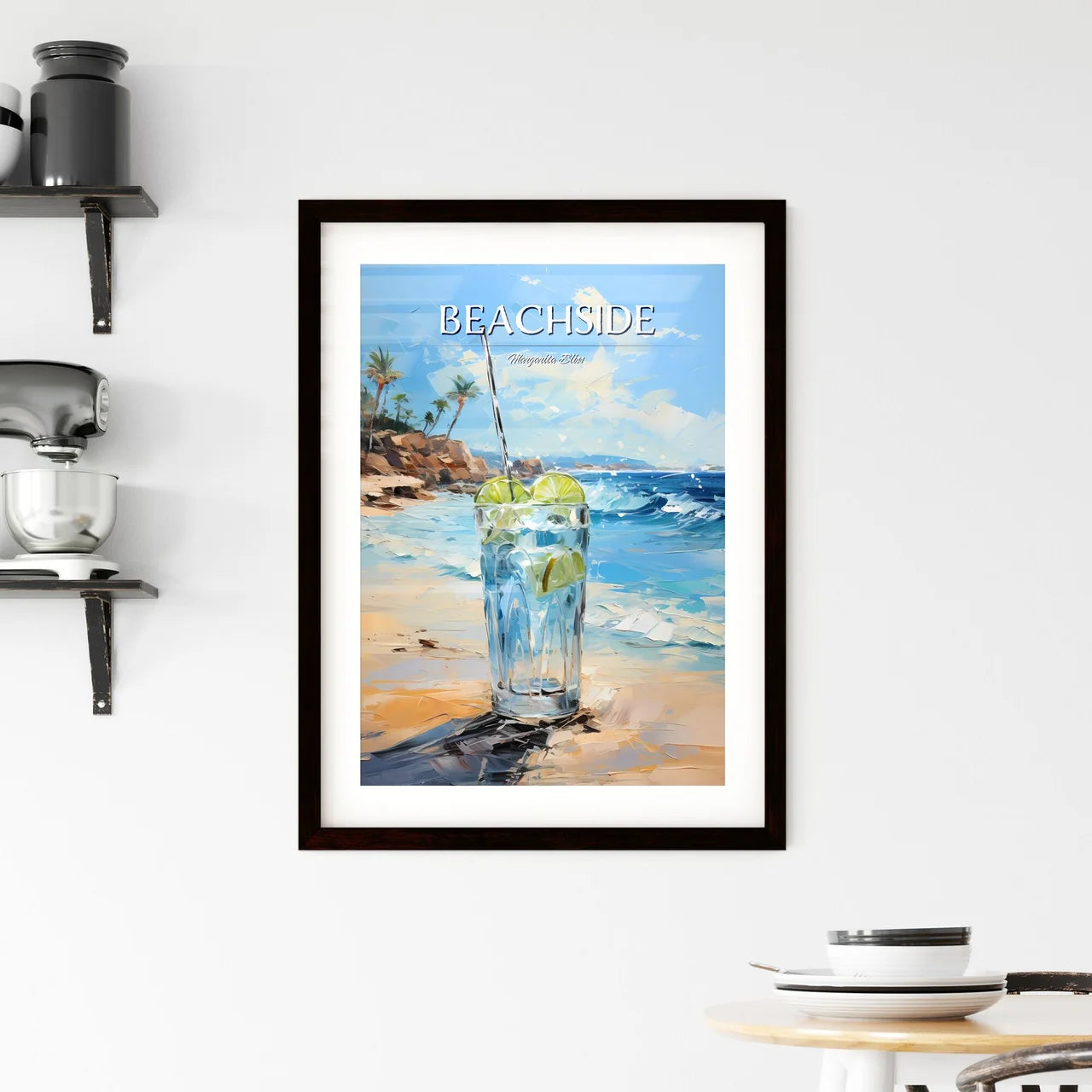 Margarita Cocktail On Beach Blue Sea - A Gla Framed Print