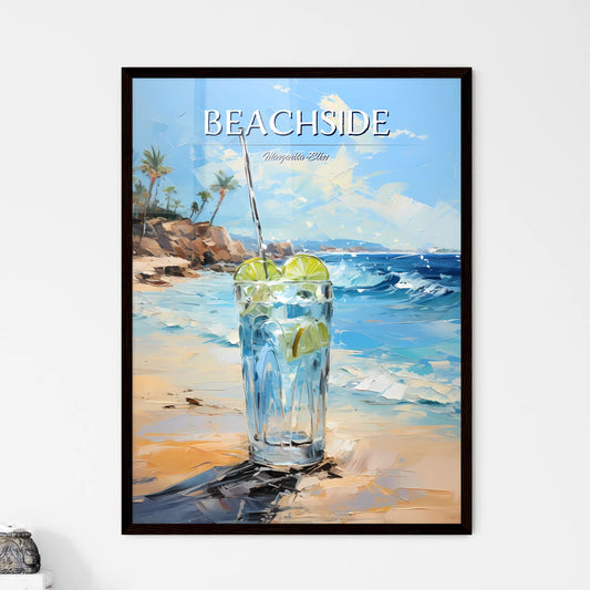 Margarita Cocktail On Beach Blue Sea - A Gla - Framed Art Print