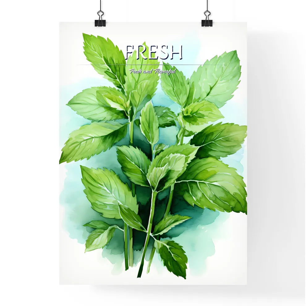 Mint Leaves Watercolor Illustration - A Grou Poster