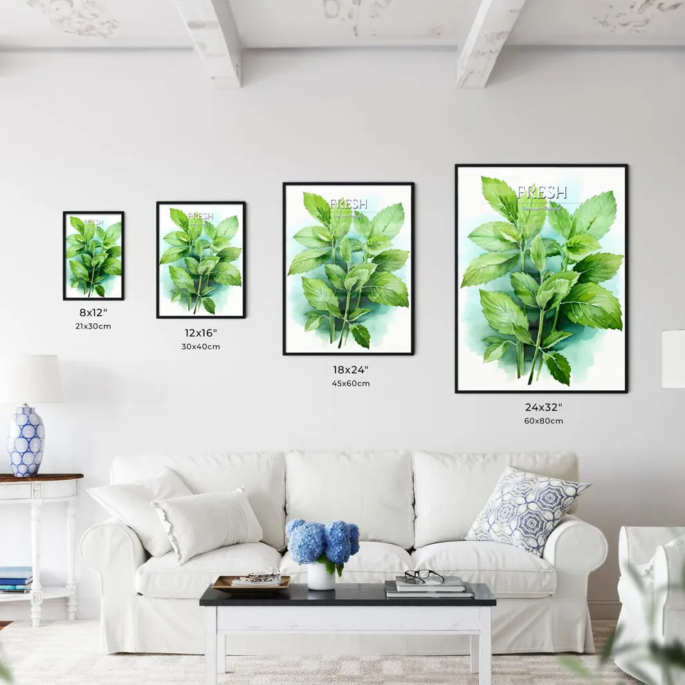 Mint Leaves Watercolor Illustration - A Grou - Kitchen Hangings