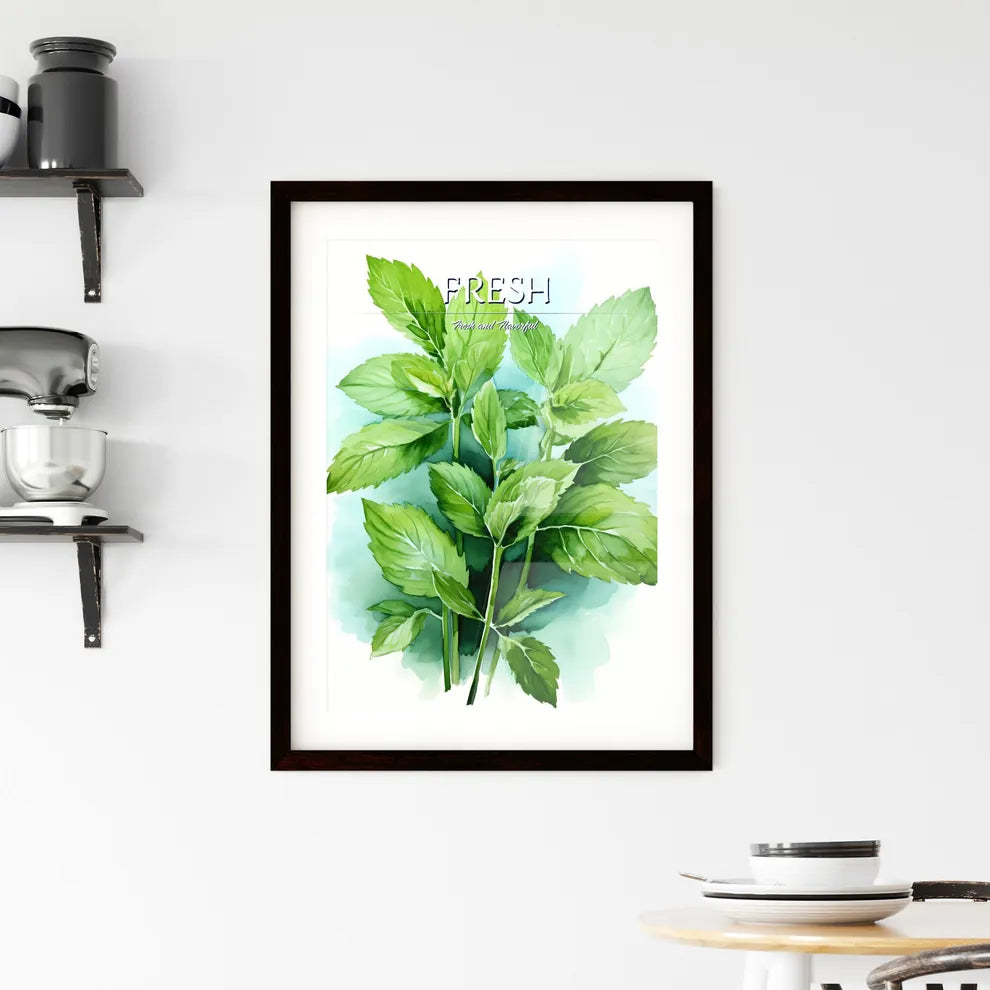 Mint Leaves Watercolor Illustration - A Grou Framed Print