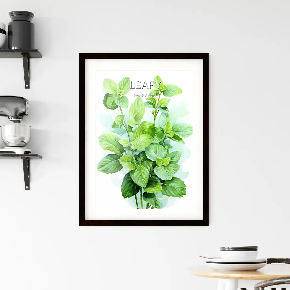 Mint Leaves Watercolor Illustration - A Clos Framed Print