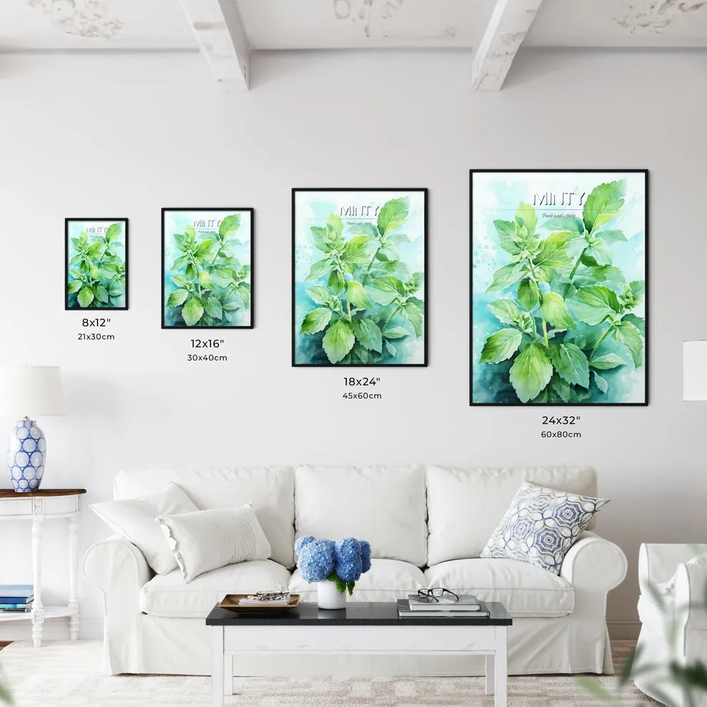 Mint Leaves Watercolor Illustration - A Clos - Kitchen Hangings