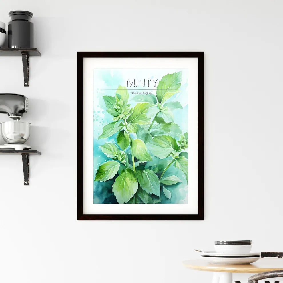 Mint Leaves Watercolor Illustration - A Clos Framed Print