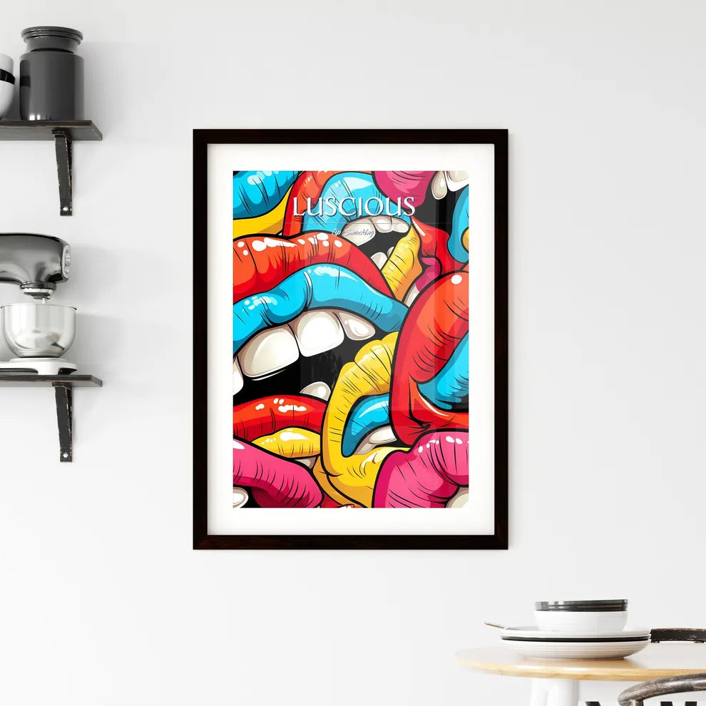 Mouth Pop Art Seamless Pattern - A Group Of  Framed Print