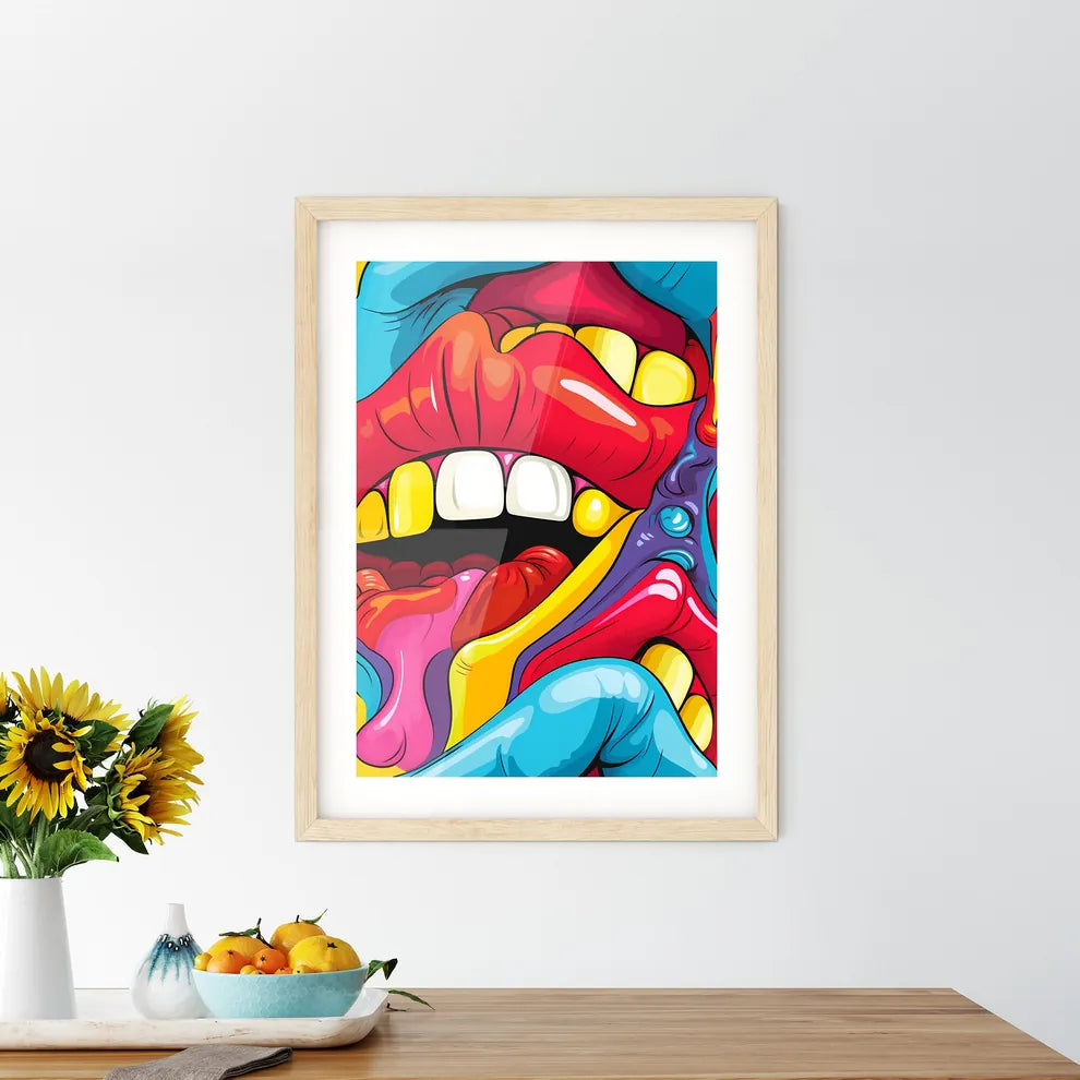 Mouth Pop Art Seamless Pattern - A Close Up  Framed Print