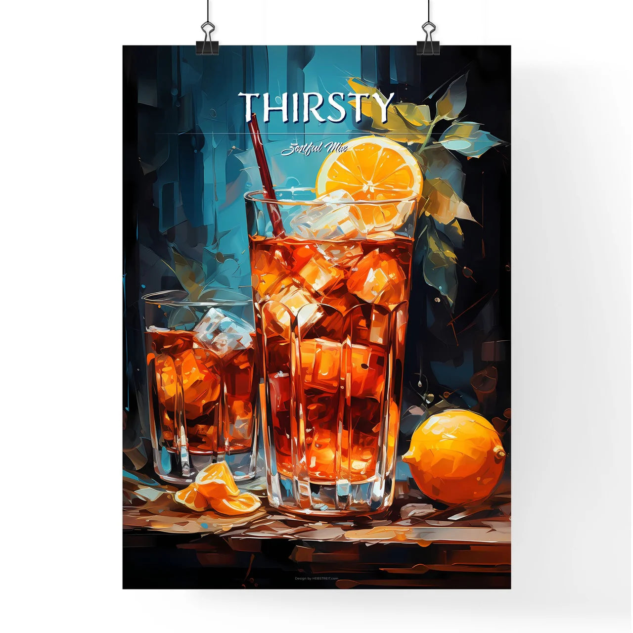 Negroni Cocktail - A Glass Of Ice Tea With  Poster