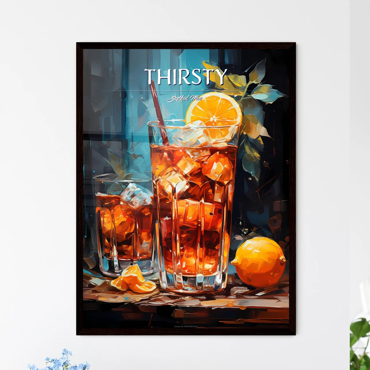 Negroni Cocktail - A Glass Of Ice Tea With  - Framed Art Print