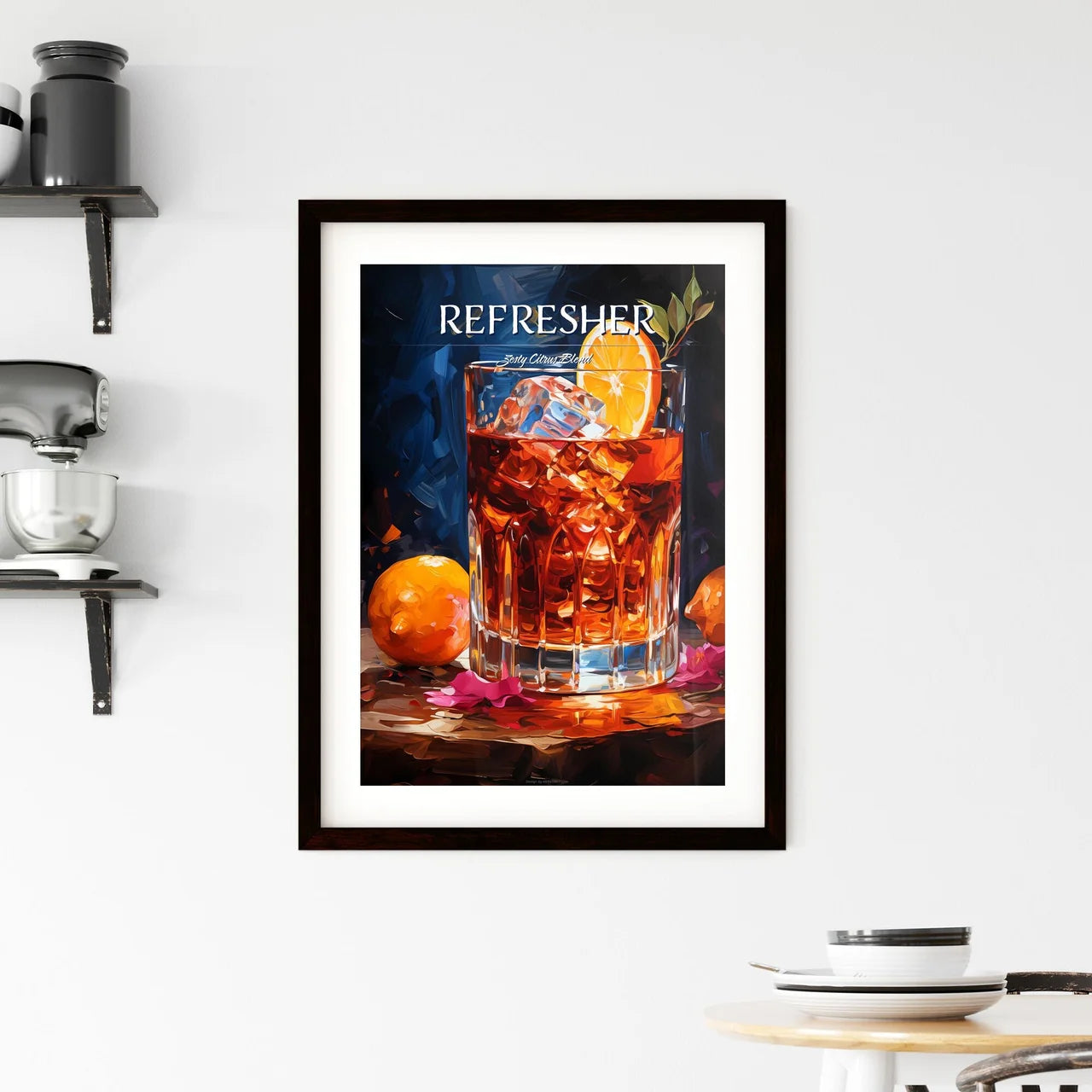 Negroni Cocktail - A Glass Of Ice Tea With  Framed Print