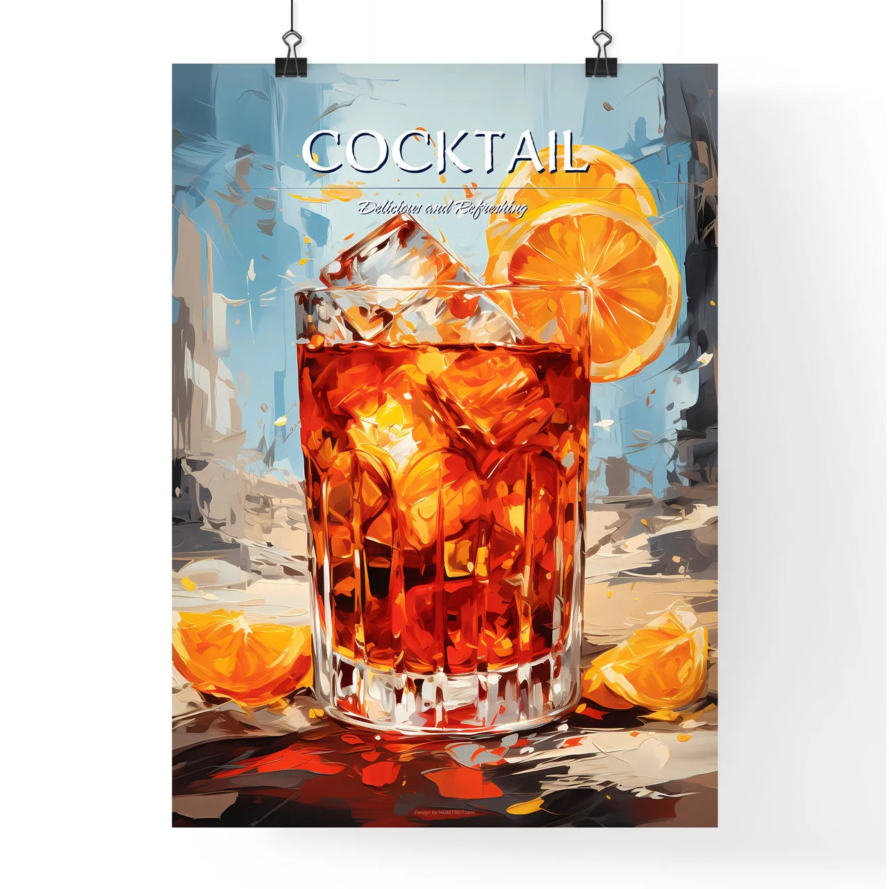 Negroni Cocktail - A Glass Of Ice Tea With  Poster
