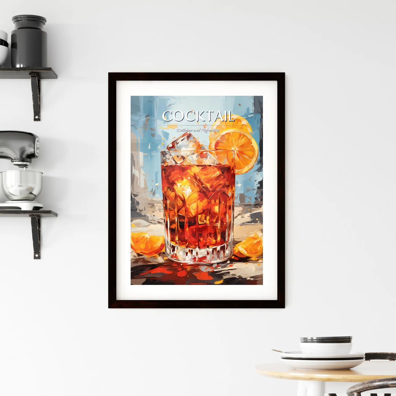 Negroni Cocktail - A Glass Of Ice Tea With  Framed Print