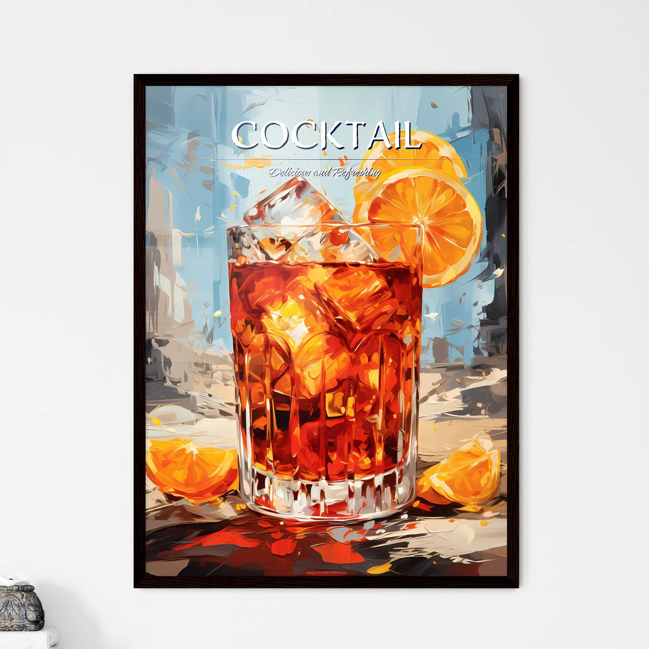 Negroni Cocktail - A Glass Of Ice Tea With  - Framed Art Print