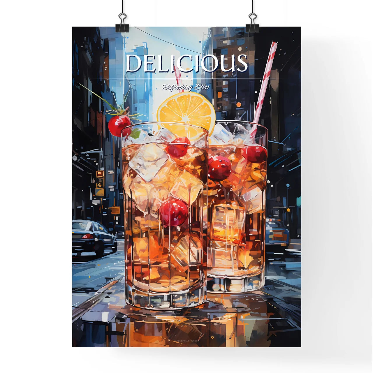 New York Sour Cocktail - Two Glasses Of Ice  Poster