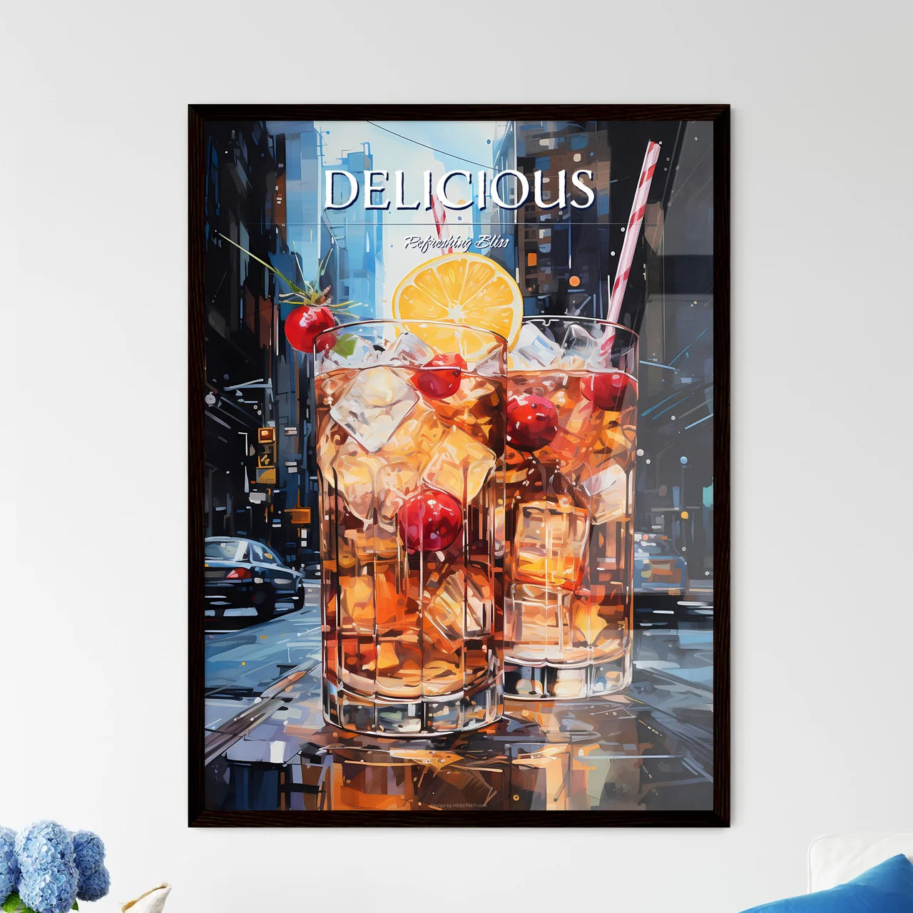 New York Sour Cocktail - Two Glasses Of Ice  - Framed Art Print