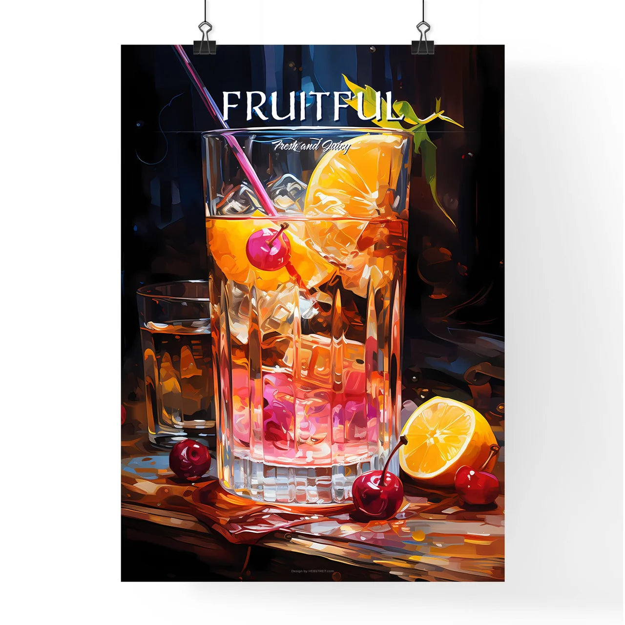 New York Sour Cocktail - A Glass Of Ice And  Poster