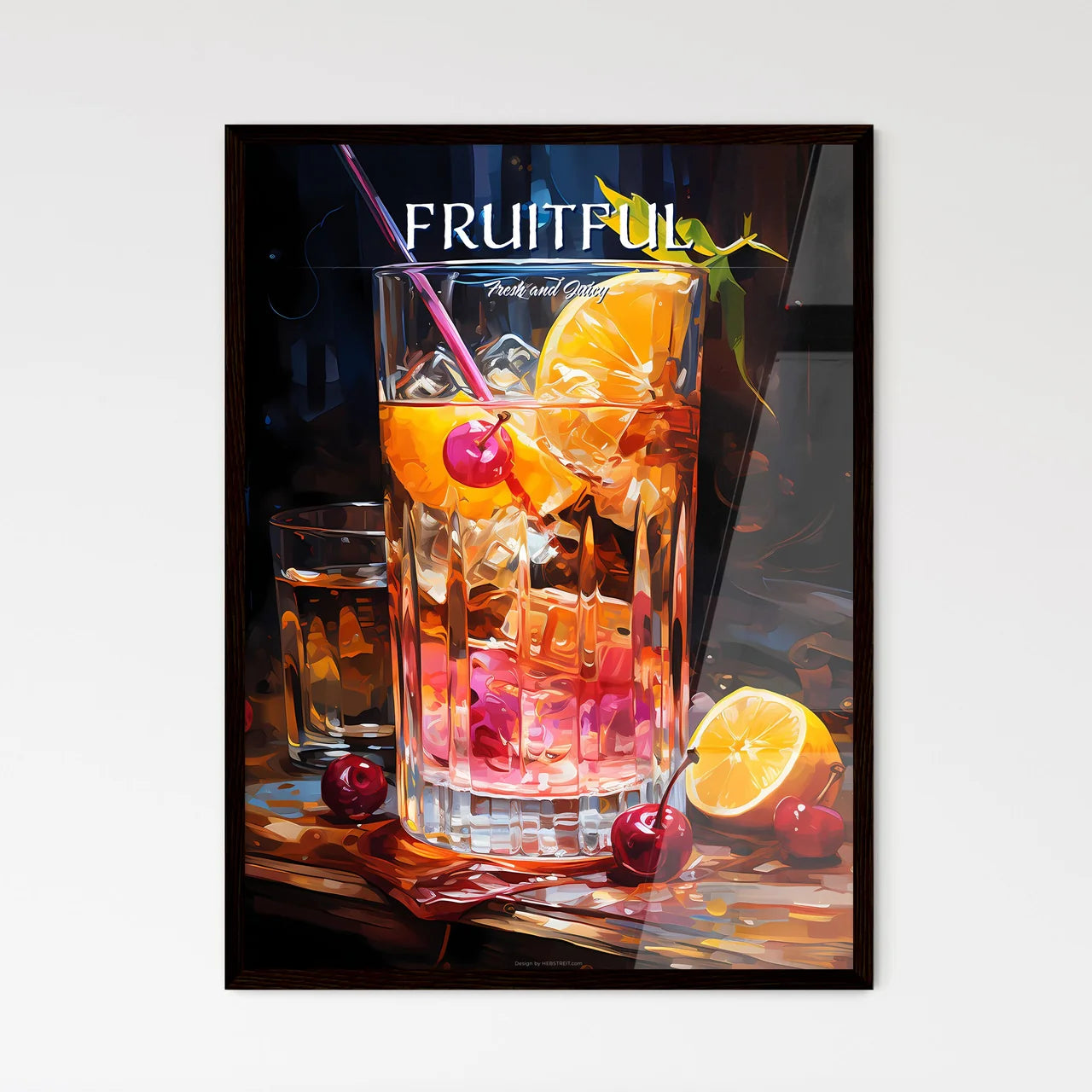 New York Sour Cocktail - A Glass Of Ice And  - Framed Art Print