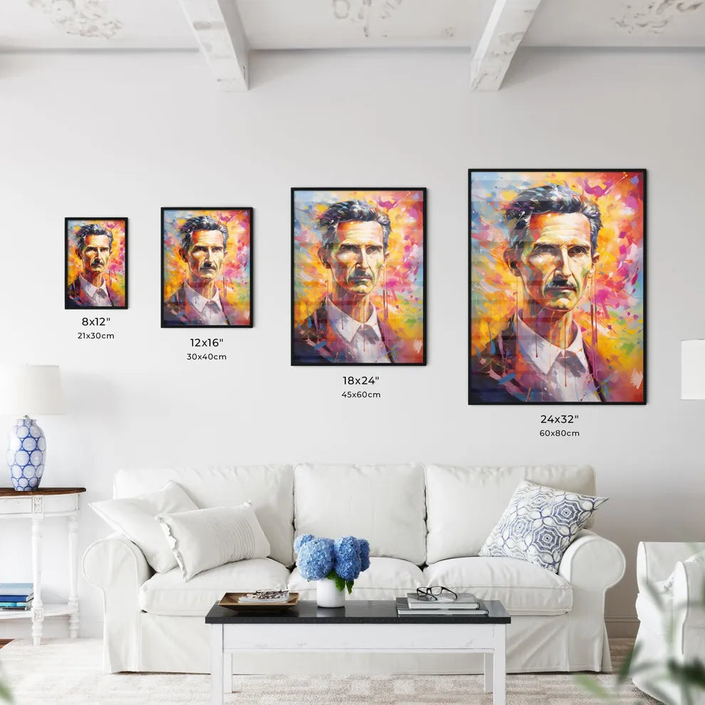 Nikola Tesla Portrait Illustration  Size Chart