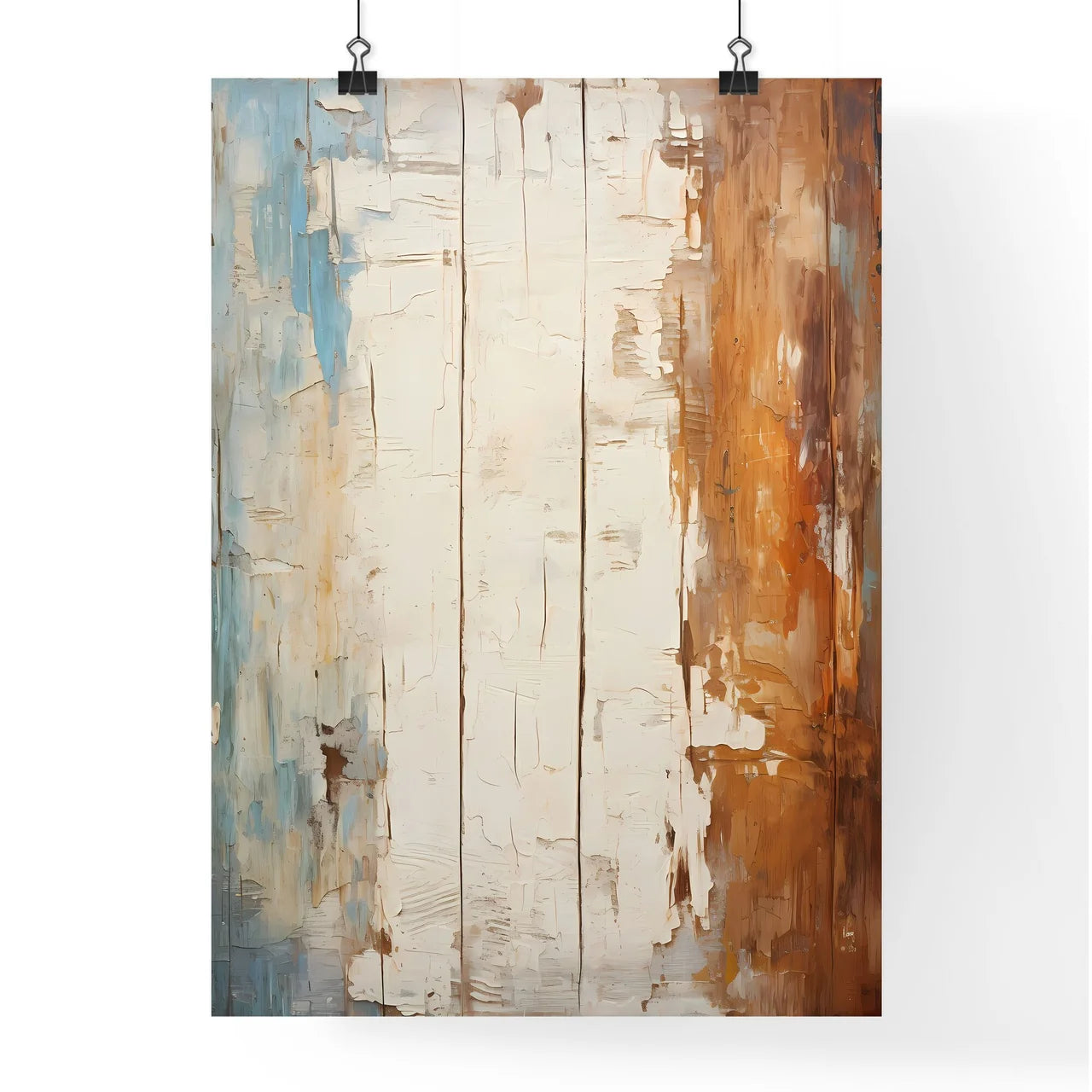 Old Wood Planks Vintage Painted With White Color - A Wood Plank With Peeling Paint Poster