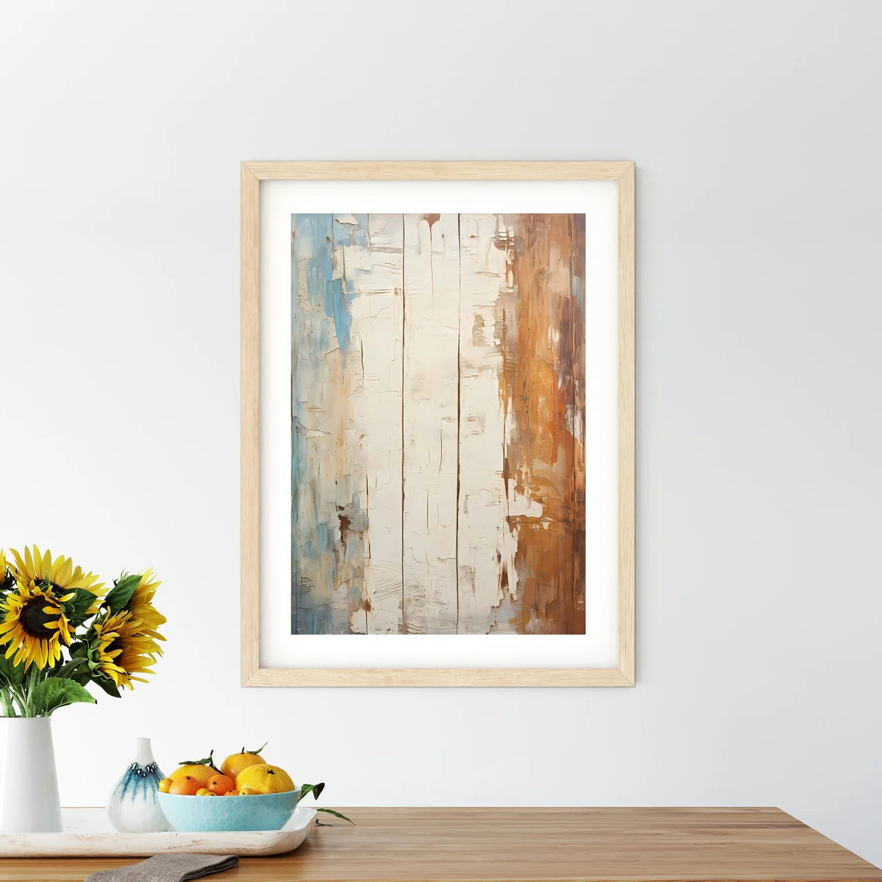 Old Wood Planks Vintage Painted With White Color - A Wood Plank With Peeling Paint Custom Print