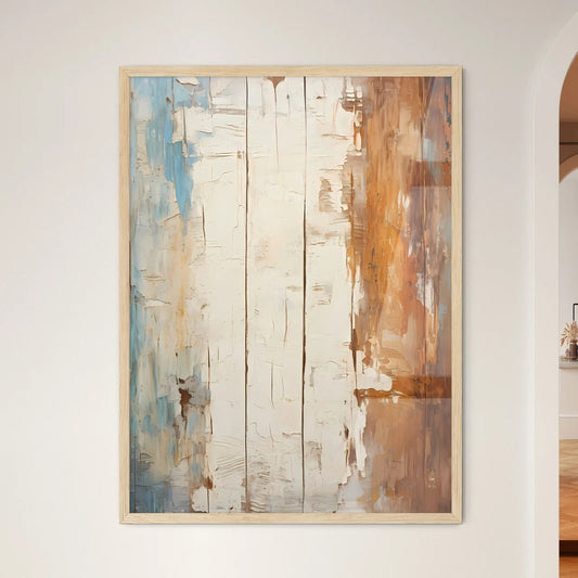 Old Wood Planks Vintage Painted With White Color - A Wood Plank With Peeling Paint Framed Art