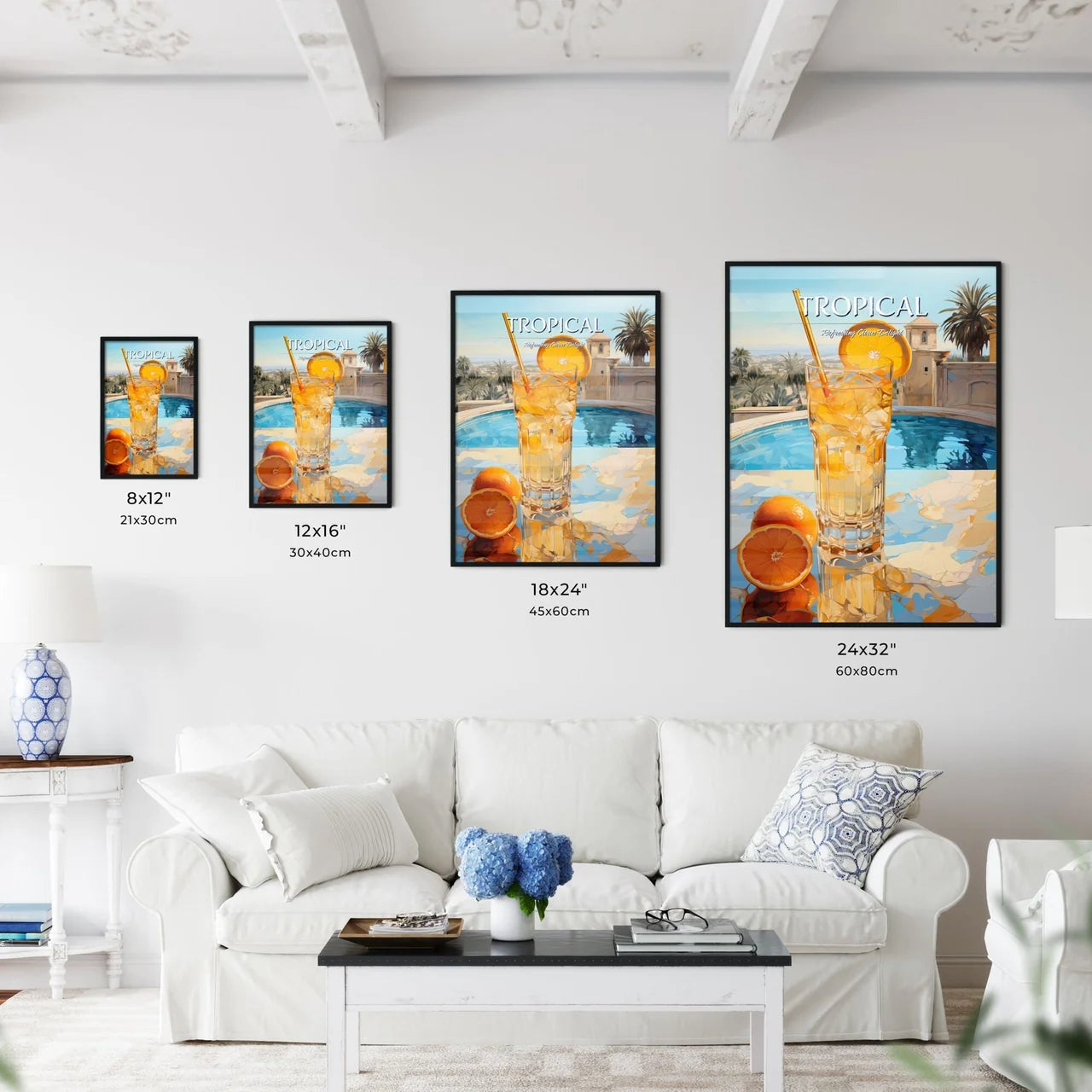 Orange Cocktail Stands On Edge Of Pool - A G - Kitchen Hangings