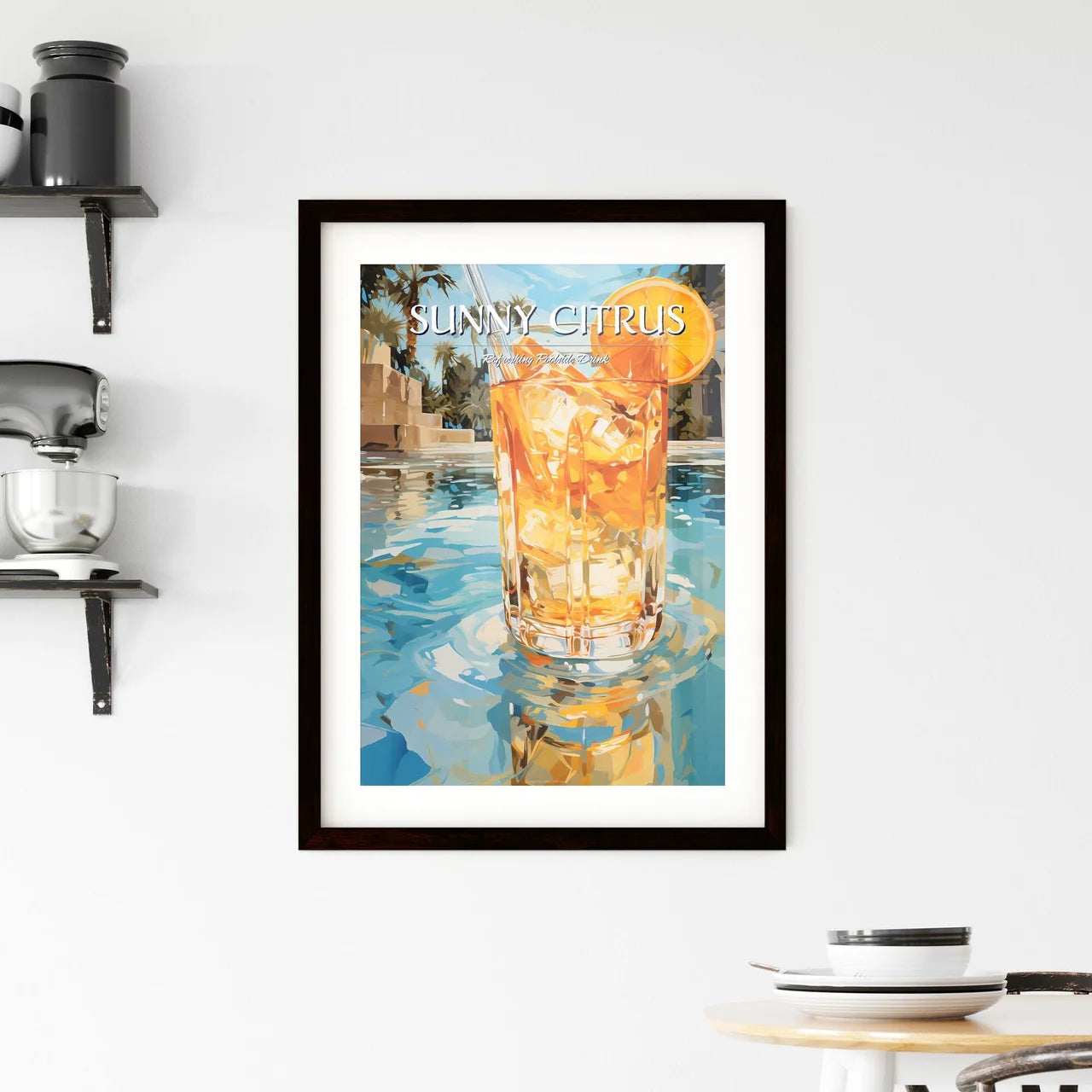 Orange Cocktail Stands On Edge Of Pool - A G Framed Print