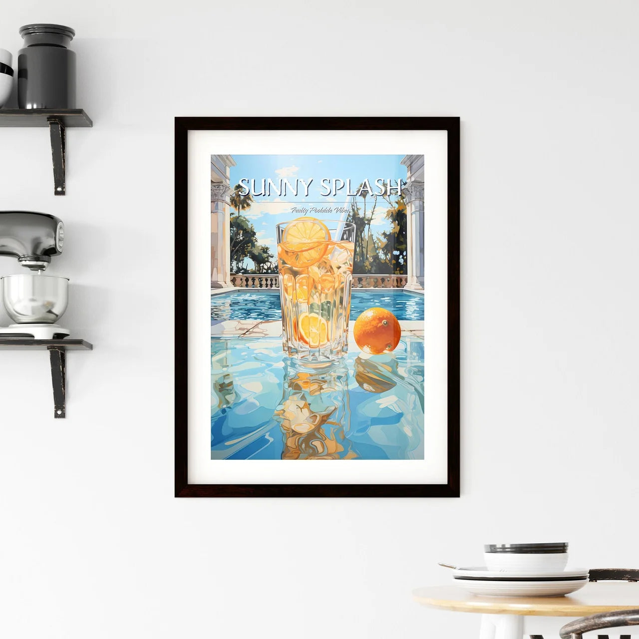 Orange Cocktail Stands On Edge Of Pool - A G Framed Print