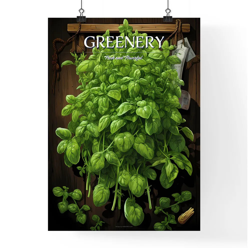 Oregano With Inscription - A Green Plant On  Poster