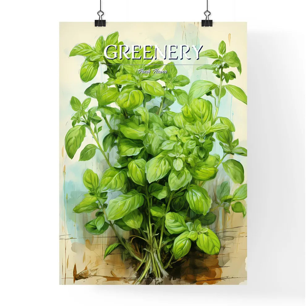 Oregano With Inscription - A Green Plant Wit Poster