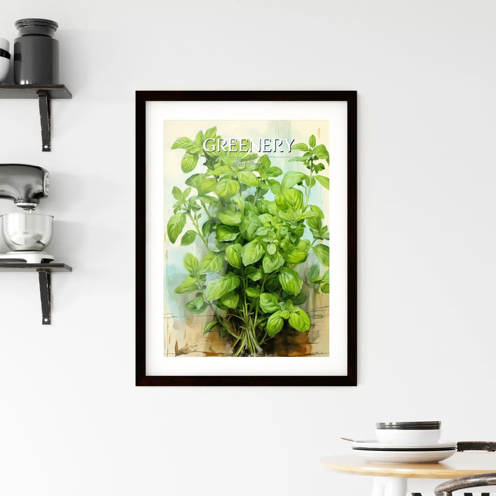 Oregano With Inscription - A Green Plant Wit Framed Print