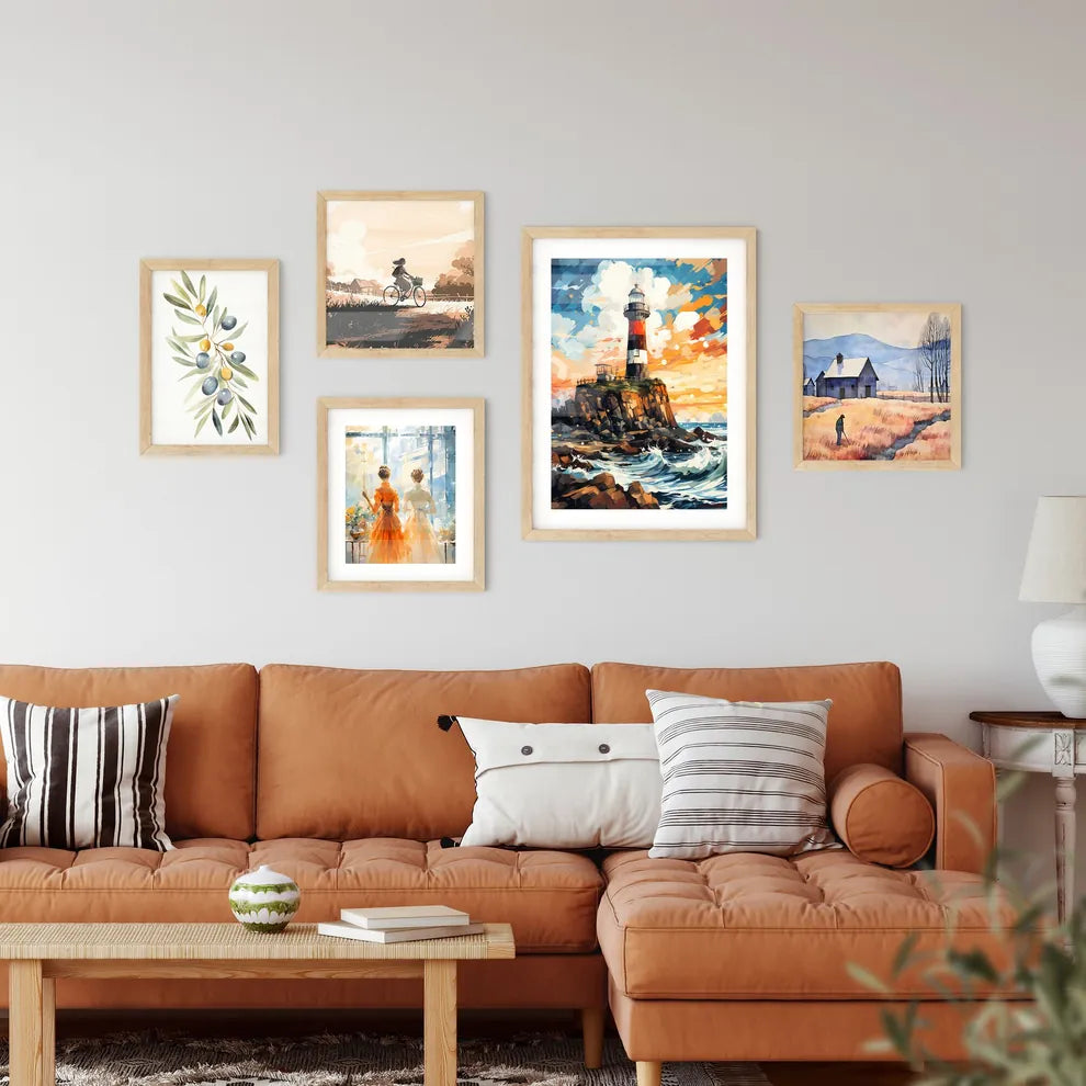 Painting Of Lighthouse Amount The Sea - A Lighthouse On A Rocky Island Interior Design
