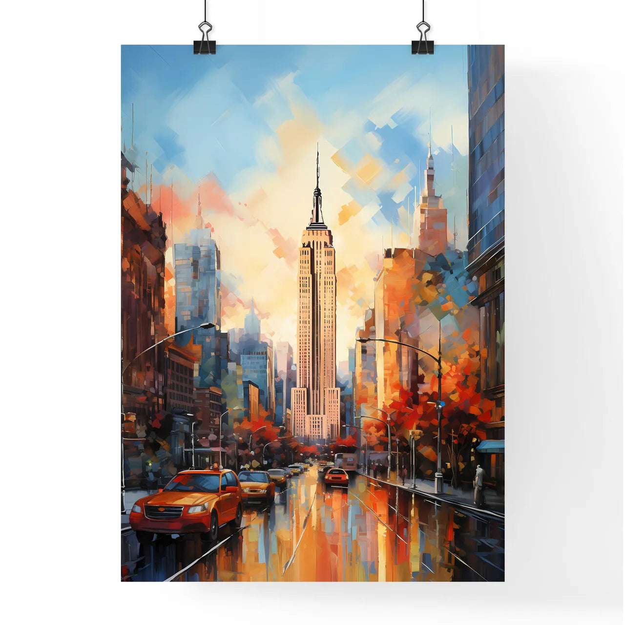Panorama Of Manhattan New York Usa - A City Street With Cars And Buildings Poster