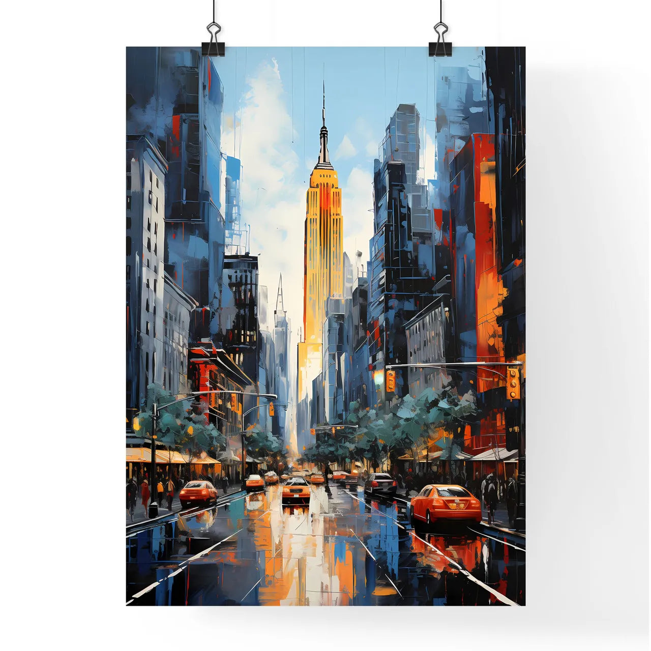 Panorama Of Manhattan New York Usa - Times Square Street With Cars And Buildings Poster