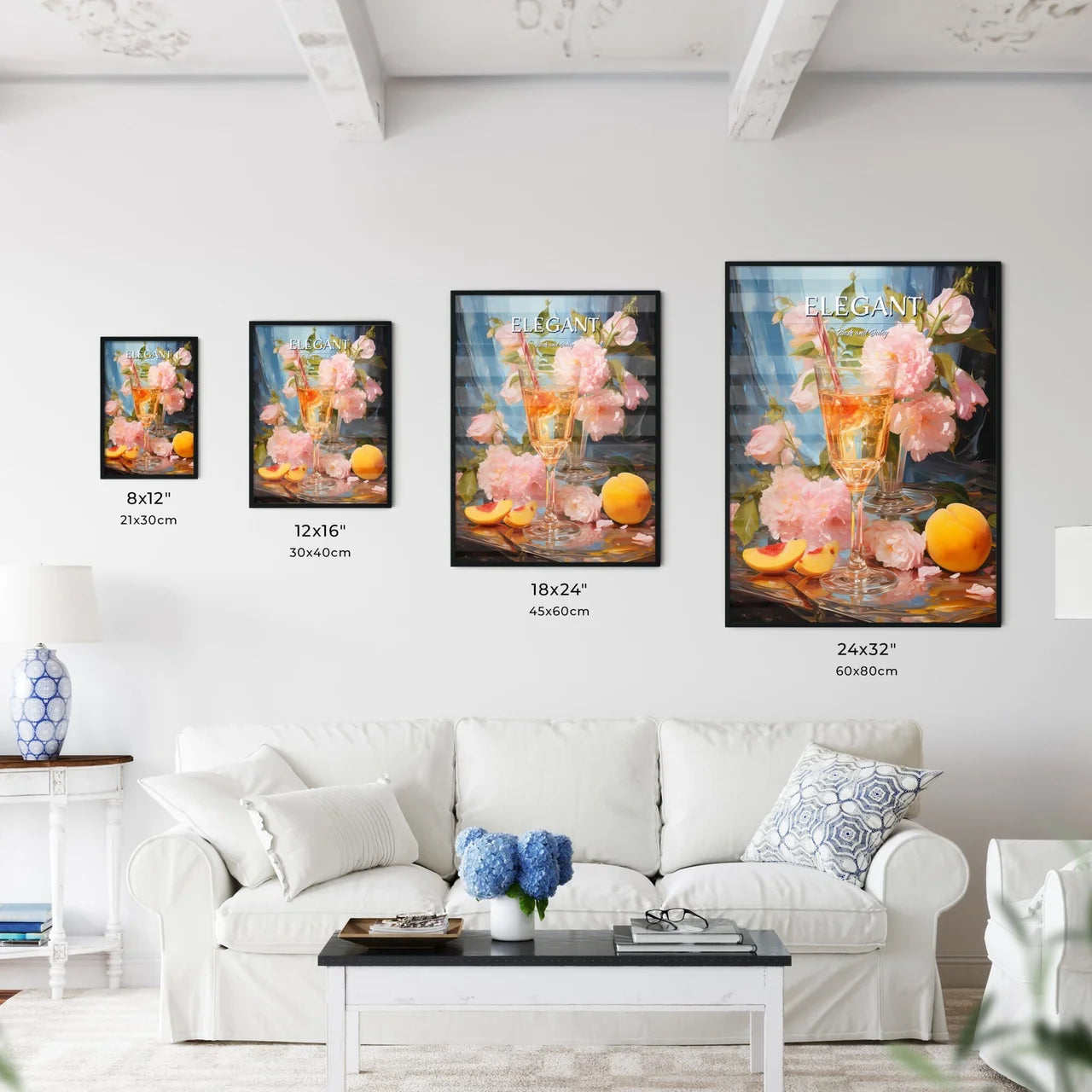 Peach Martini - A Glass Of Wine Next To  - Kitchen Hangings