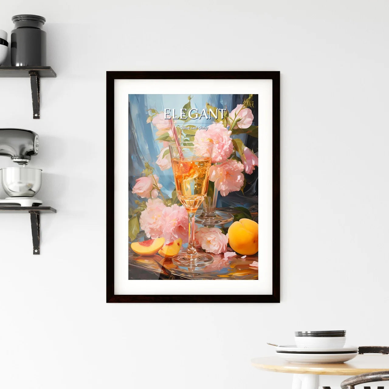 Peach Martini - A Glass Of Wine Next To  Framed Print