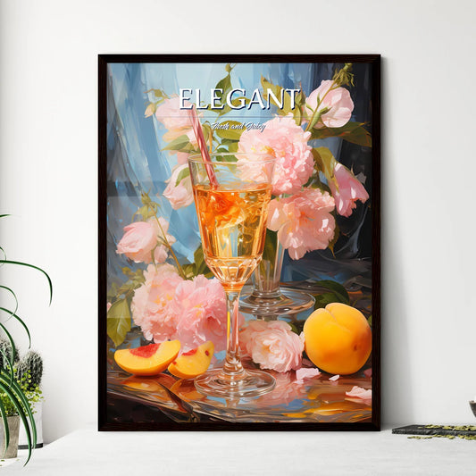 Peach Martini - A Glass Of Wine Next To  - Framed Art Print
