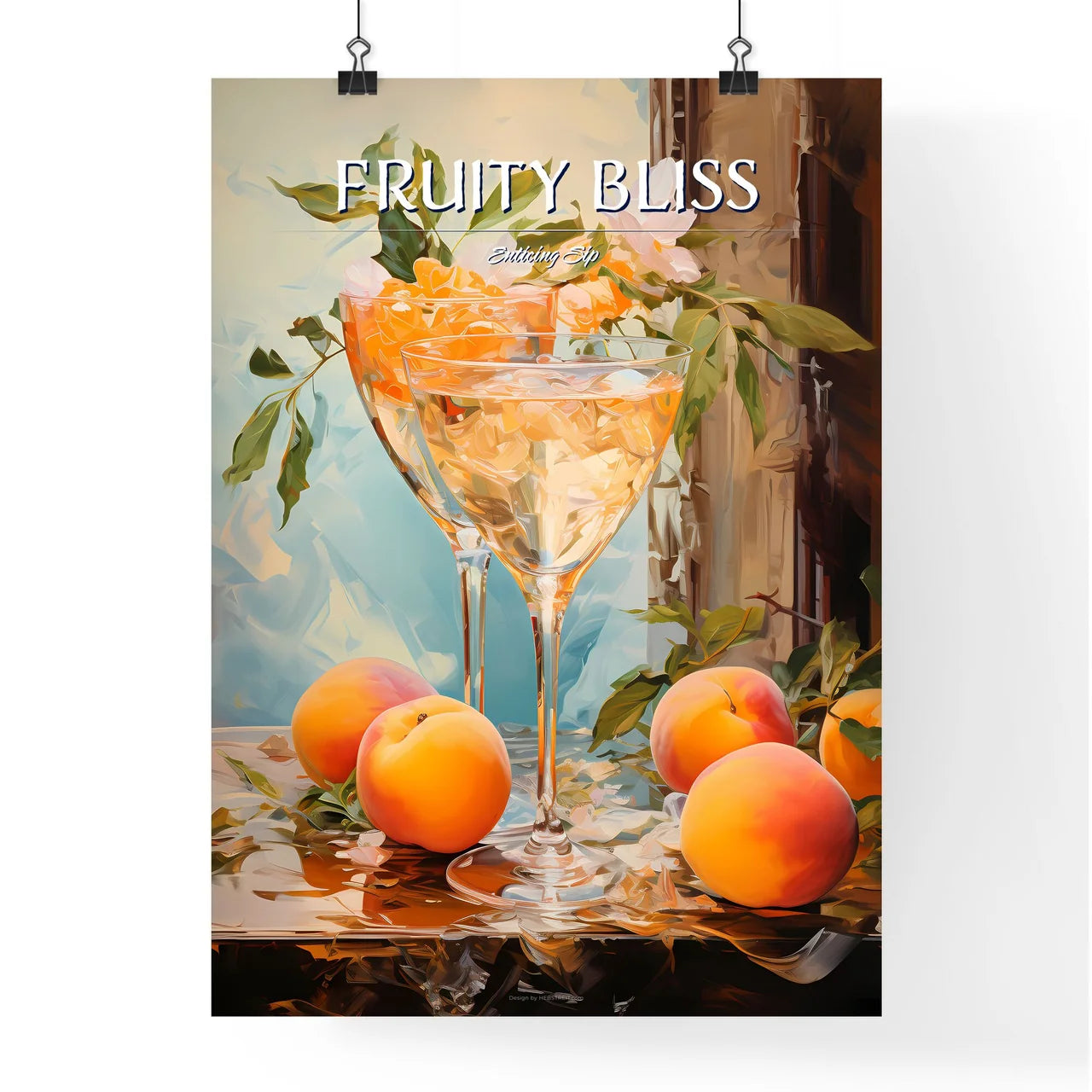 Peach Martini - A Pair Of Wine Glasses W Poster